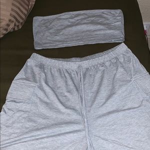 Grey Sweatshorts and Tube Top Set